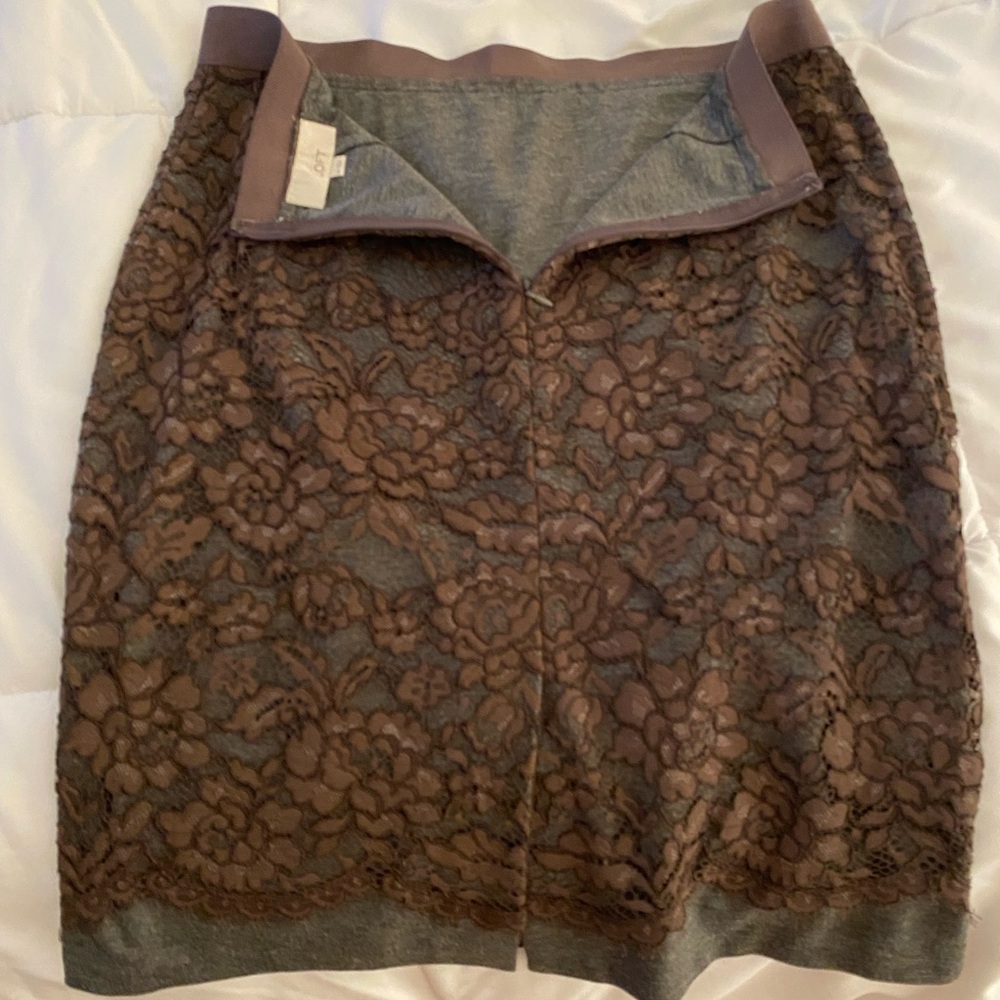 Grey mini skirt with lace overlay